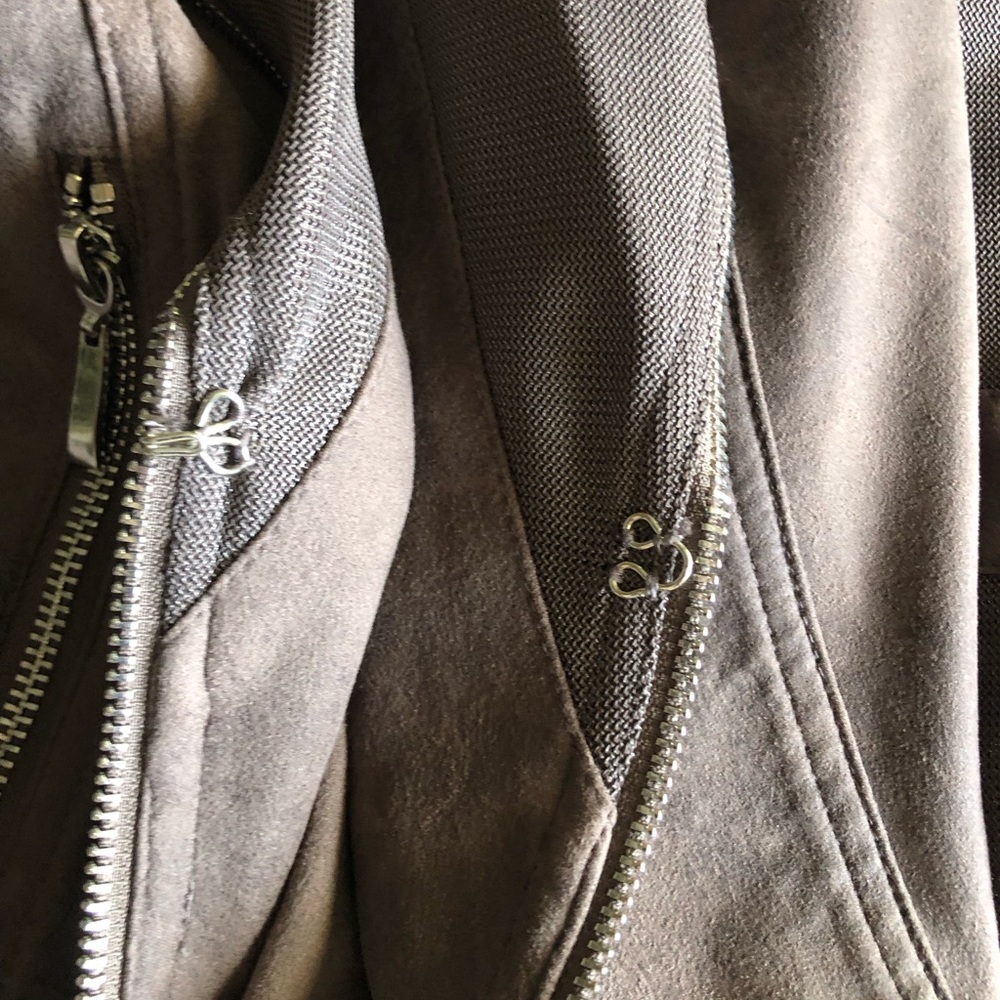 INSIGHT faux leather mixed textile Beige Biker moto Jacket - Picture 8 of 10